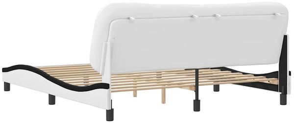Doppelbett, Bettgestell Modernen ohne Matratze Weiß und Schwarz 180x200 cm Kunstleder d2690e Bild 6