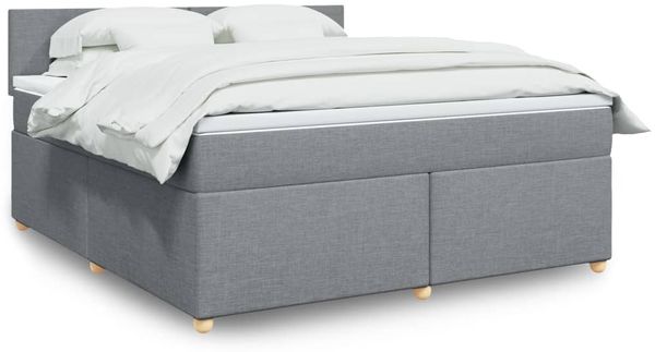 vidaXL Boxspringbett mit Matratze Hellgrau 180x200 cm Stoff 3286752