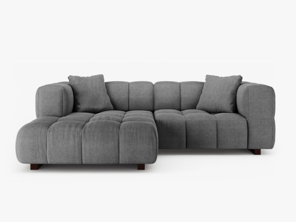 Micadoni Ecksofa Puma 3-Sitzer Links Strukturierter Stoff Grau