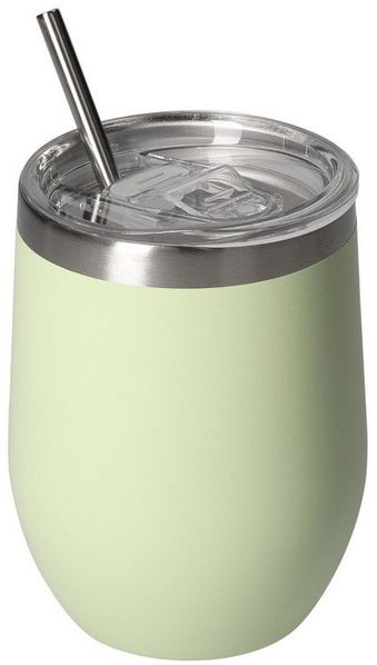 elasto Becher Weinbecher 350 ml Vinova Edelstahl Trinkbecher inkl. Strohhalm, robust, spülmaschinengeeignet, Sommer, Geschenk