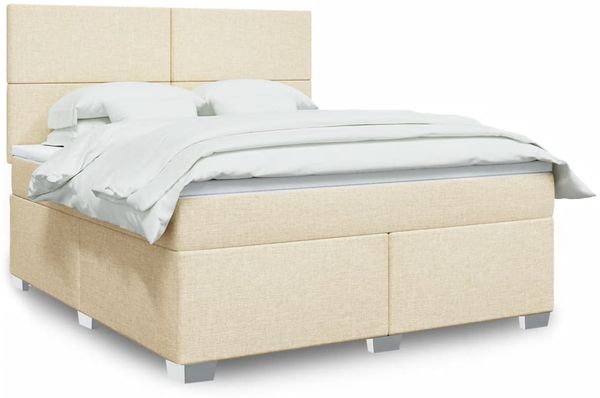 vidaXL Boxspringbett mit Matratze Creme 180x200 cm Stoff 3290565