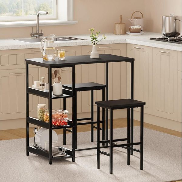 GarveeMore Essgruppe Esstisch mit 2 Stühlen Bartisch Küchentisch für Küche & Esszimmer
