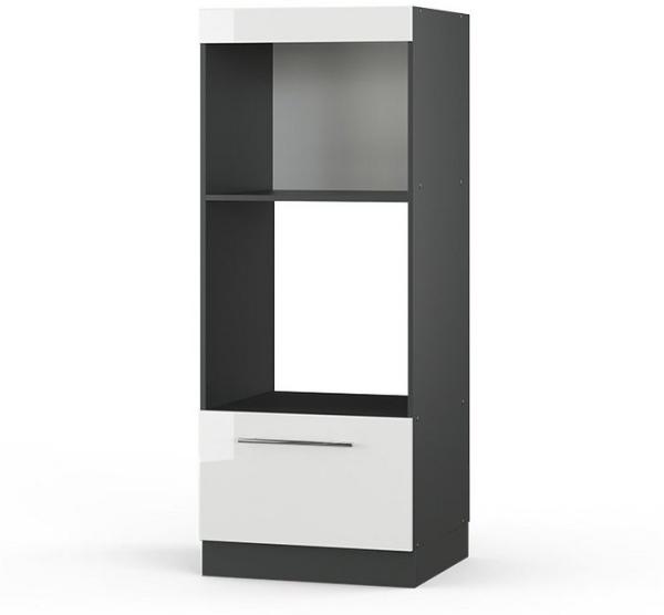 Vicco Küchenschrank Küchenmöbel Fame-Line modern Küche Einbauküche Küchenzeile Blende Unterschrank Hochschrank Hängeschrank (Anthrazit-Weiß Hochglanz, Mikrowellenumbauschrank 60 cm offen)