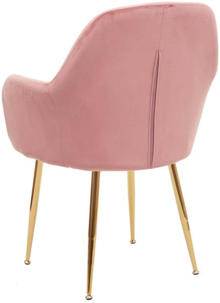 6er-Set Esszimmerstuhl HWC-F18, Stuhl Küchenstuhl, Retro Design ~ Samt altrosa, goldene Beine Bild 4