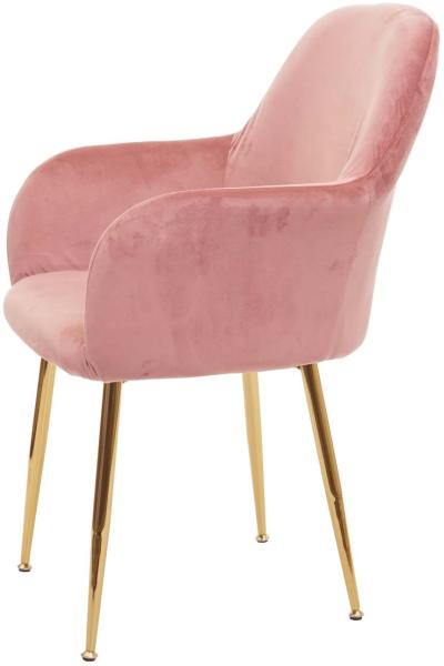 6er-Set Esszimmerstuhl HWC-F18, Stuhl Küchenstuhl, Retro Design ~ Samt altrosa, goldene Beine Bild 3