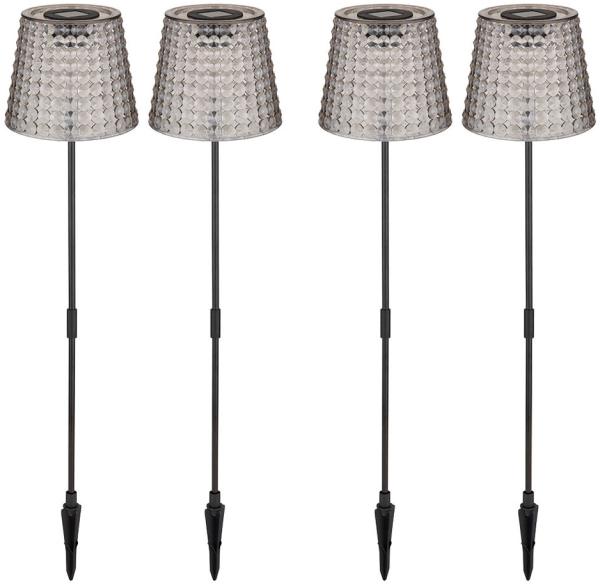 4er Set LED Solarlampe, Erdspieß, Kunststoff rauch, H 60 cm