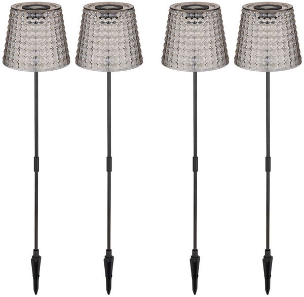4er Set LED Solarlampe, Erdspieß, Kunststoff rauch, H 60 cm