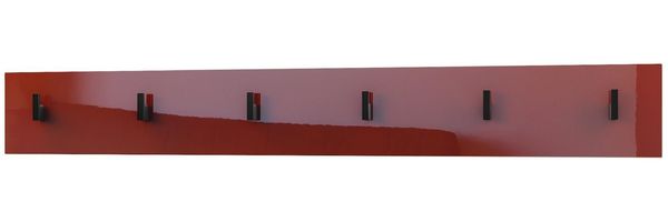 Vladon Garderobenpaneel Linea V1 (Wandgarderobe, mit 6 Kleiderhaken), Bordeaux Hochglanz (110,5 x 14,5 x 3,5 cm)