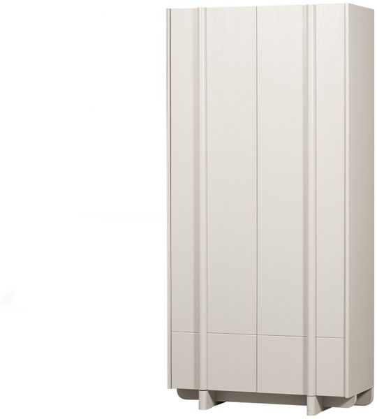 Schrank Basu aus Kiefernholz, modern, hellgrau lackiert, mit 2 Türen und Schublade