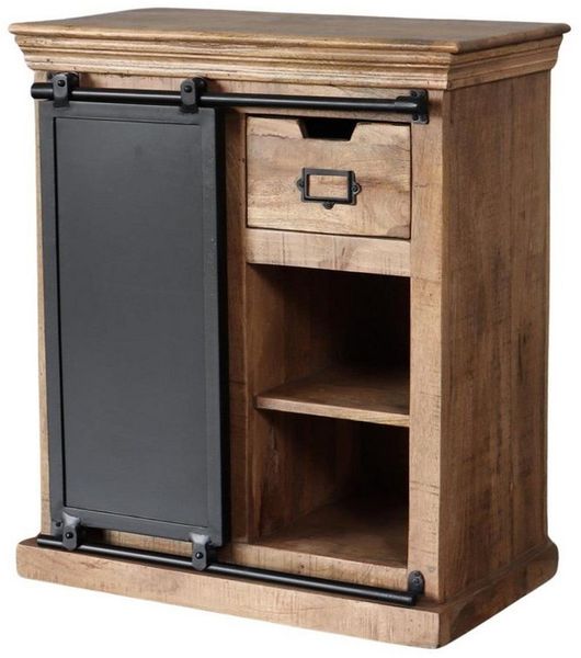 baario Kommode Kommode SELCE Industrial klein, massiv edles Mangoholz Sideboard Design Schiebetüre