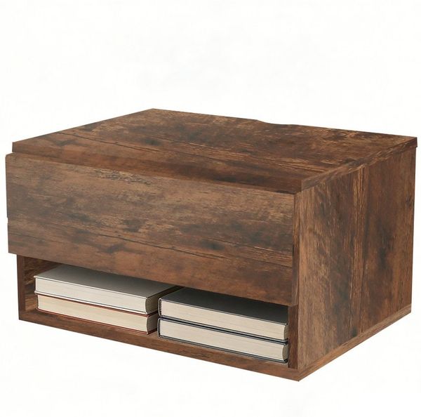 JEOBEST Nachttisch Schwebender Nachttisch, Nachtschrank Wandmontage, Seitentisch, (1-St, Hängeschrank) offenes Regal + Schublade, Platzsparendes
