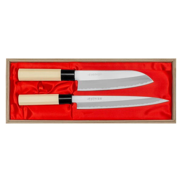 Satake Satake Yoshimitsu rostiges Set mit 2 Santokumessern + sa HG8403W