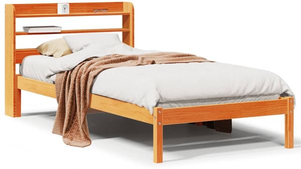 Einzelbettgestell Design für Erwachsene mit Kopfteil ohne Matratze Wachsbraun 100x200 cm d3108e