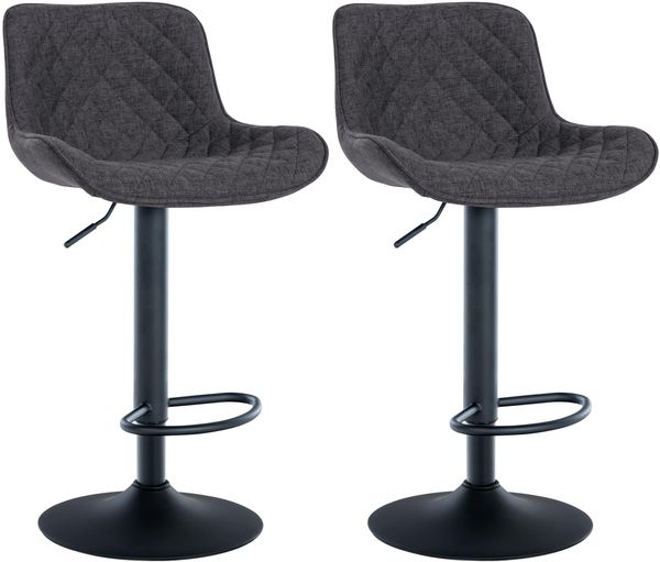 CLP 2er Set Barhocker Minosa 360 drehbar mit Fußstütze,schwarz Stoff