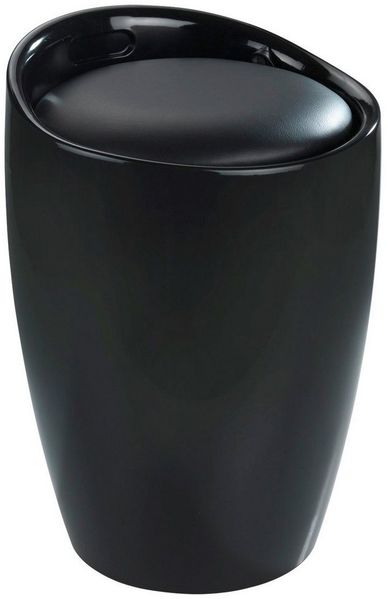 CANDY Hocker mit Waschfach, praktischer 2 in 1 Badesitz - 20 l, Schwarz, WENKO