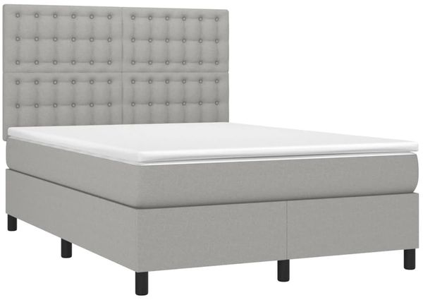vidaXL Boxspringbett mit Matratze Hellgrau 140x190 cm Stoff 3142089 Bild 3