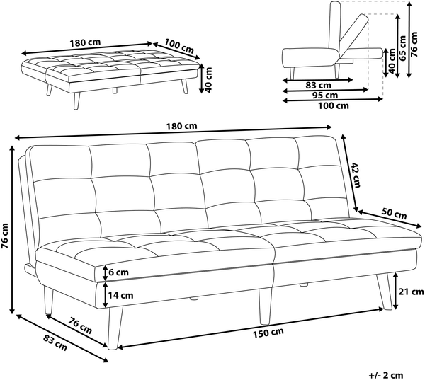 Schlafsofa 3-Sitzer Polsterbezug kobaltblau RONNE Bild 2