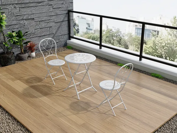 Vente-unique - GUERMANTES Garden dining set Metall Weiß - B 60 cm45 cm x H 73,5 cm90 cm x L 60 cm41 cm