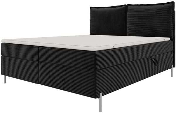 Boxspringbett Elysio - Cordstoff - schwarz - 160x200 cm