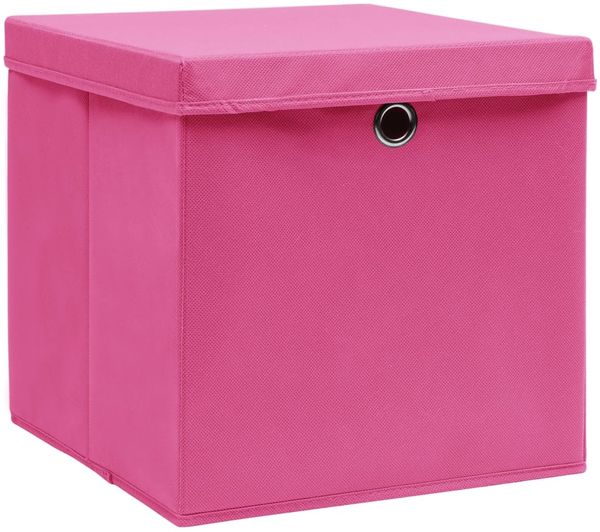 Aufbewahrungsboxen, faltbarer Korb mit Deckeln 4 Stk. 28x28x28 cm Rosa