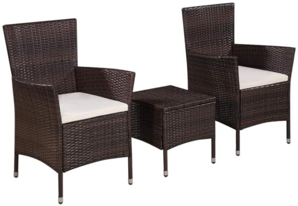 vidaXL 3-tlg. Bistro-Set Poly Rattan Braun 44093