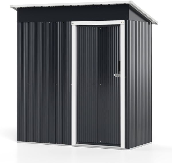 Gartenhaus Metall 163 x 86 cm Geräteschuppen Wetterfest mit abschließbarer Schiebetür & Satteldach