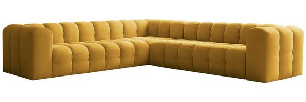 Ecksofa Designersofa SOLVIE in Stoff Tiffani Honiggelb Seite Universal