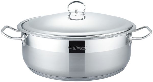 Edelstahl Kochtopf mit Antihaftbeschichtung - Induktionsgeeignet in Silber ø36 cm