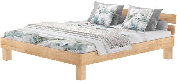 Doppelbett Überlänge Kingsize 180x220 Buche Massivholz natur Zubehör wählbar V-60.80-18-220 ohne Zubehör
