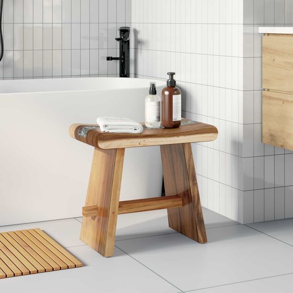 vidaXL Duschhocker Natur 50 x 30 x 44 cm Massives Suarholz 42015924