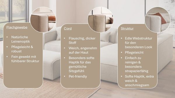 LeGer Home by Lena Gercke Ecksofa PIARA XXL, Big-Sofa, Cord, Leinenoptik o. Strukturstoff, L-Form, wahlweise Ottomane rechts/links, Kedernaht, extra tiefe Sitzfläche