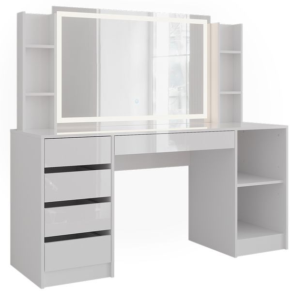 Schminktisch Sherry Weiß/Weiß Hochglanz 158.2 cm 4 Teile Vicco