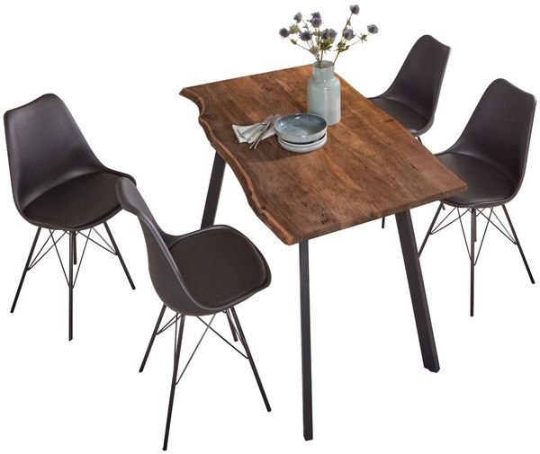 Esstisch Baumkante massiv Akazie nussbaumfarben 160 x 85 cm schwarz LAXMI 71288544 Bild 6