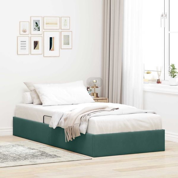 vidaXL Ottoman Bettgestell mit Speicher Dunkelgrün 90 x 200 cm Samt 3442859