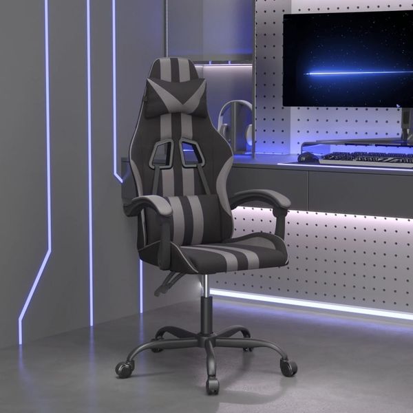 Gaming-Stuhl, Schreibtischstuhl, Bürostuhl Schwarz und Grau Kunstleder