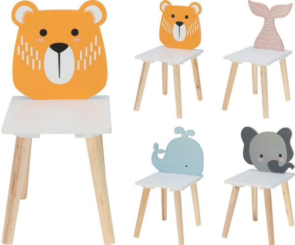 Koopman Kinderstuhl Kinderhocker MDF 52x30x24 cm Fisch / Elefant / Wal / Bär zur Auswahl (1 St), Fischflosse, MDF, Stuhl, demontiert