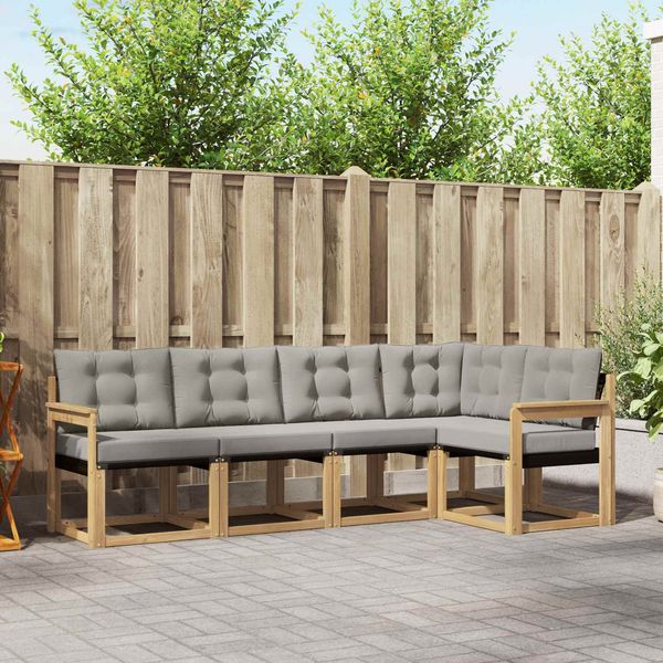 vidaXL Outdoor-Sofagarnitur mit Kissen 5 pcs Weiß und Hellgrau 3389469