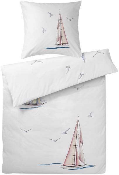 Carpe Sonno Interlock Jersey Bettwäsche Segelboot aus 100% Baumwolle, 155 x 220 cm +1 Kissenbezug 80x80 cm