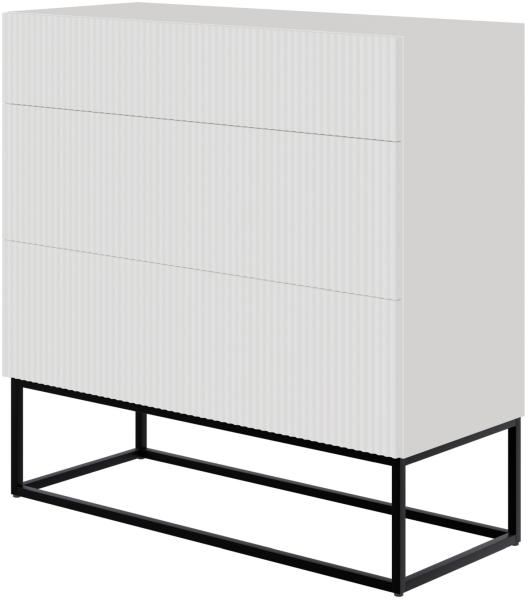 Selsey 'Veldio' Kommode mit 3 Schubladen, weiß mit schwarzem Metallgestell, ca. 90 x 90 x 38 cm