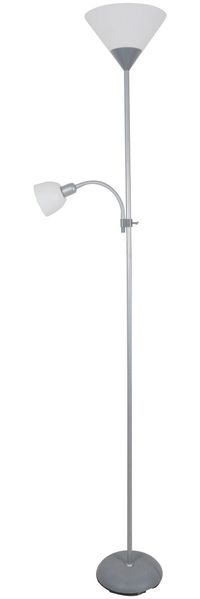 Platinet Stehlampe 2in1 E27 E14 Leselampe verstellbar modern Grau