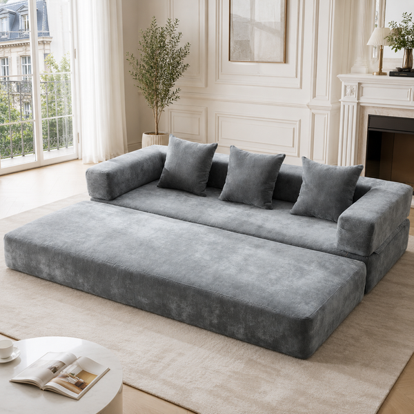 Modulares Chenille-Block-Sofa – superweich,frei kombinierbar Mit Seitentaschen für Stauraum und rutschfester Unterseite. Perfekt für Wohnzimmer, Spielbereich oder DIY – gestalten Sie Ihren Wohlfühlraum
