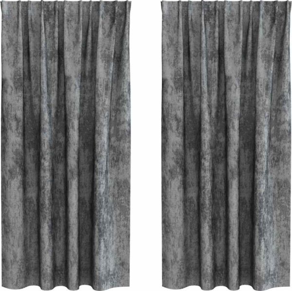 vidaXL Samtvorhänge mit Vorhängen 2 pcs Grau 175 x 140 cm Samt 4107689 Bild 1