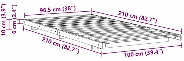vidaXL Bettrahmen Braun 100 x 210 cm Massives Kiefernholz 873106 Bild 10