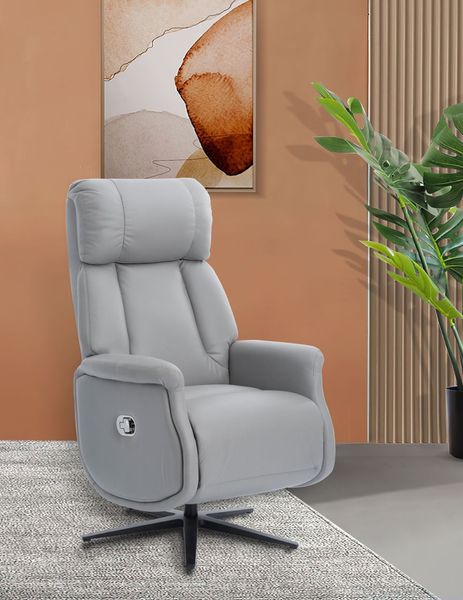Relaxsessel mit Liegefunktion Lederoptik, ca. 75 x 83 x 115 cm - Hellgrau