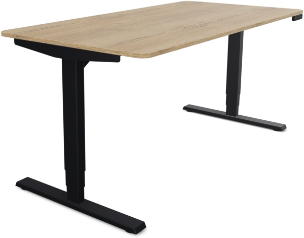 ASSMANN Elektrisch höhenverstellbarer Schreibtisch Y-Line Curved 180x80cm Eiche Natura Schwarz Metall Holz Bild 10