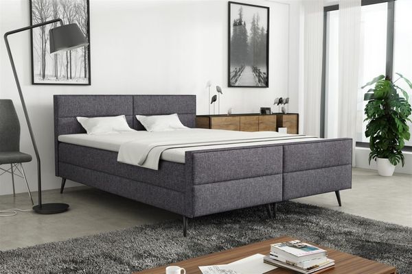Boxspringbett Schlafzimmerbett GRANADA 200x200cm Stoff Lux Dunkelgrau