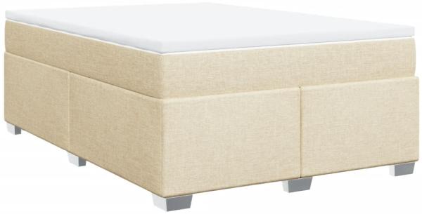 vidaXL Boxspringbett mit Matratze Creme 160x200 cm Stoff 3285149