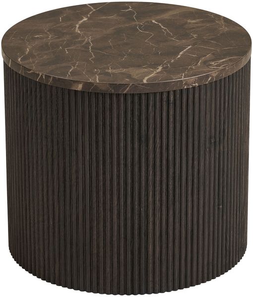 Beistelltisch >Rota< in Dunkelbraun / Marmor-Dekor, MDF, Dekor - 40x45cm (HxD)