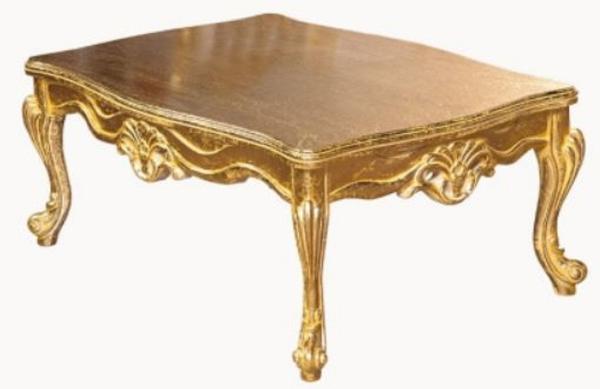 Casa Padrino Luxus Barock Couchtisch Gold - Handgefertigter Massivholz Wohnzimmertisch - Wohnzimmer Möbel im Barockstil - Edel & Prunkvoll