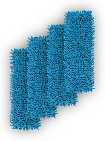 Bodenwischer Ersatzbezug Mikrovelour / Chenille - Hellblau - 4er Pack